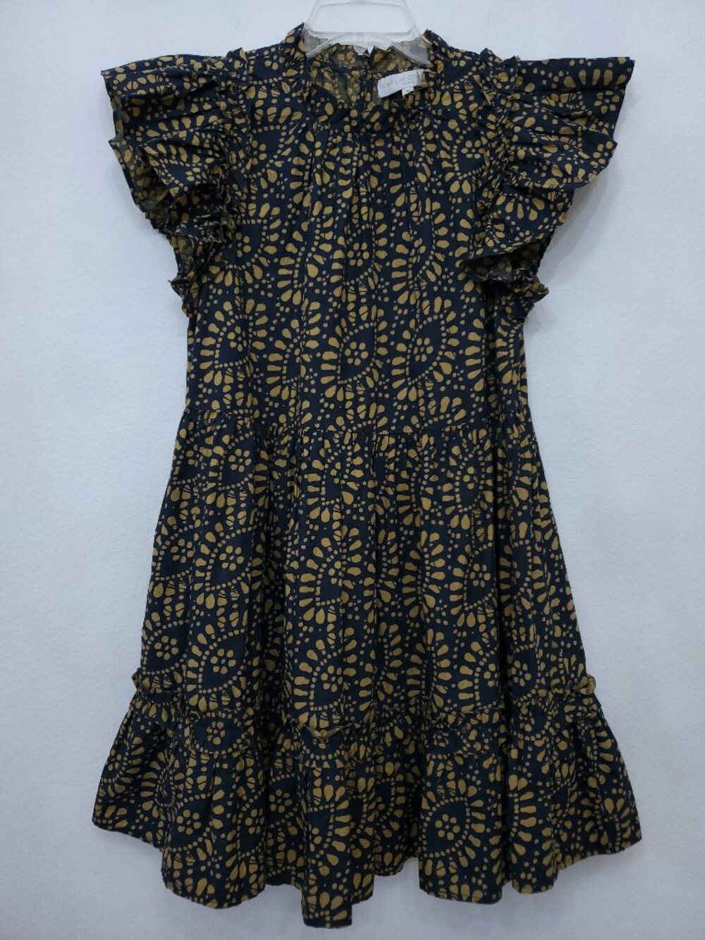 Caroline Constas Flutter Sleeve Peasant Boho Cotton Dress Size Medium